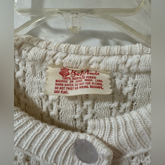 Vintage Cream Knit Button-Front Women's Sweater Cardigan - Picture 2 of 2
